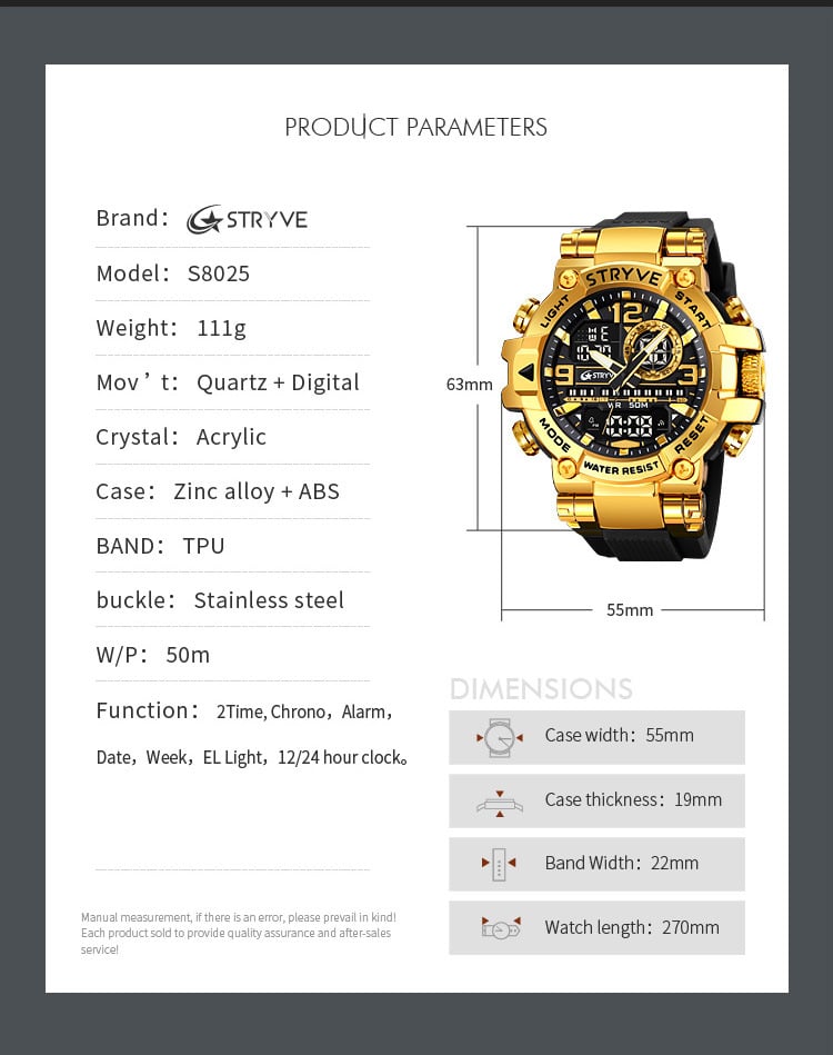 Colourful Men's Digital Sports Waterproof Dual-Screen Electronic Watch