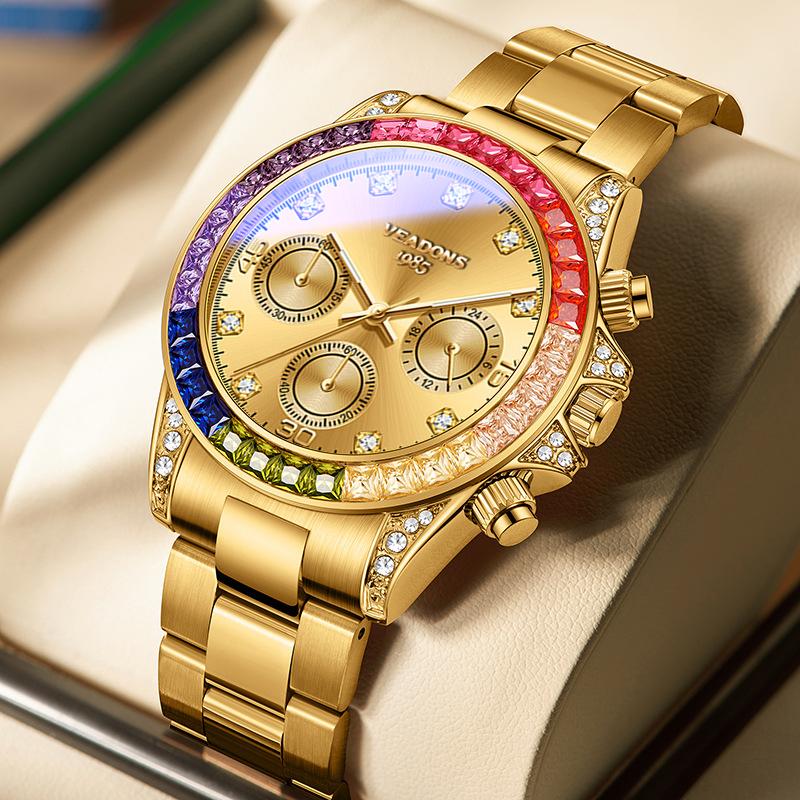 VEADONS Men's Business Fashion Rhinestone Decorated AnalogQuartz Watch