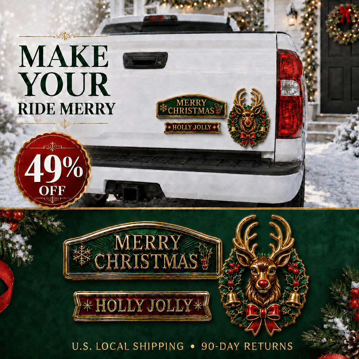 🎁 Limted Time 49% OFF!🔥Christmas Car Emblem Metal Badge Set