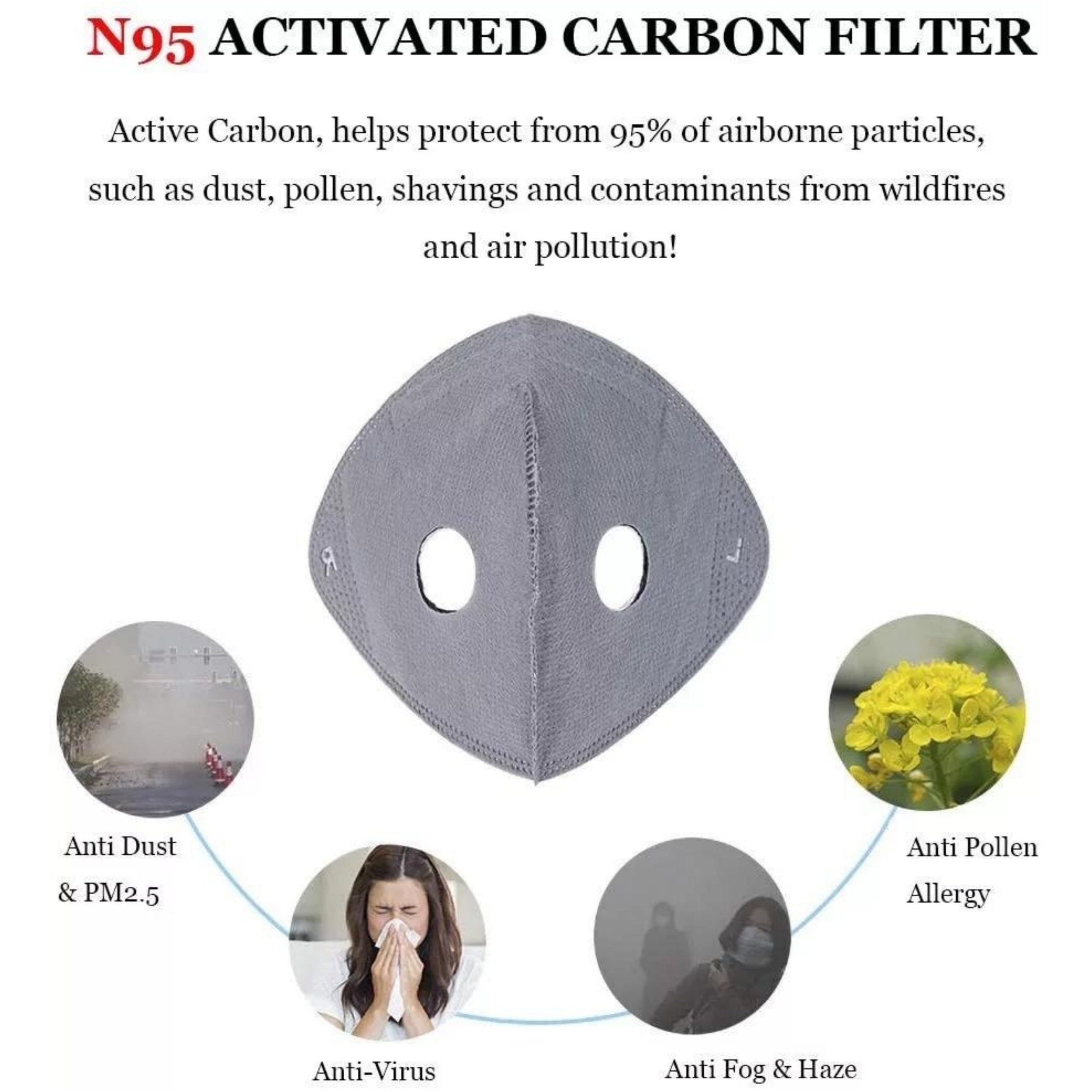🔥LAST DAY 49% OFF - 💖Reusable Carbon Filter Dust Mask – Built for Active Lifestyles
