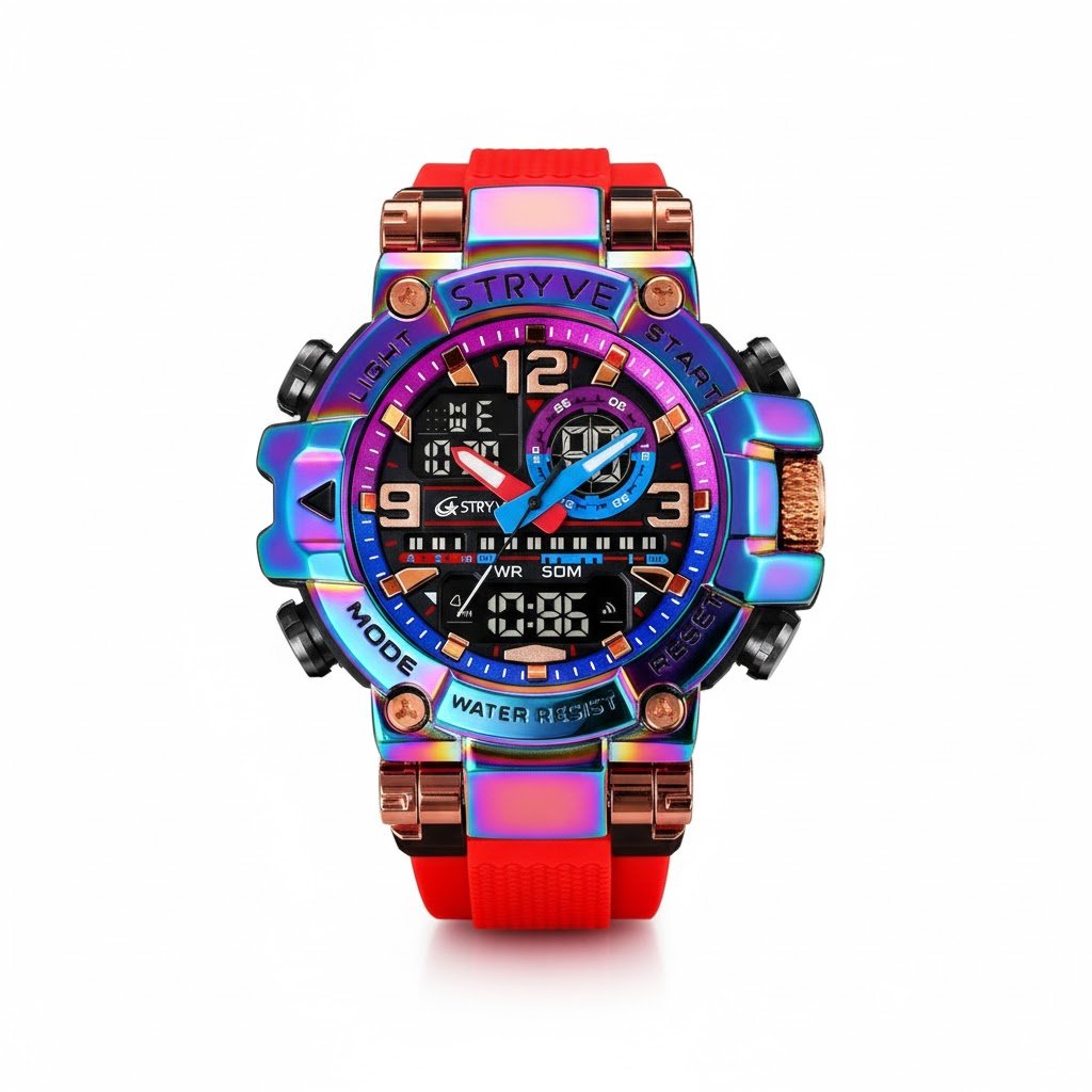Colourful Men's Digital Sports Waterproof Dual-Screen Electronic Watch