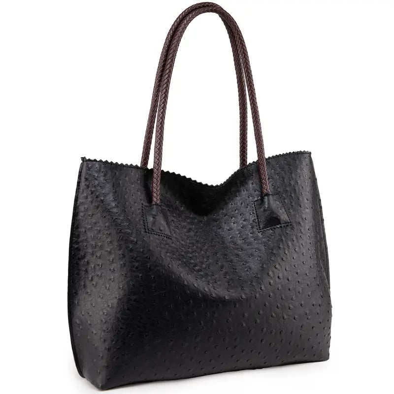 🔥LAST DAY 49% OFF - Milan Chiva Women's Oversized Ostrich-Print Vegan Leather Tote Bag