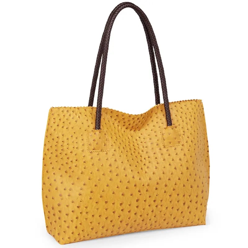 🔥LAST DAY 49% OFF - Milan Chiva Women's Oversized Ostrich-Print Vegan Leather Tote Bag