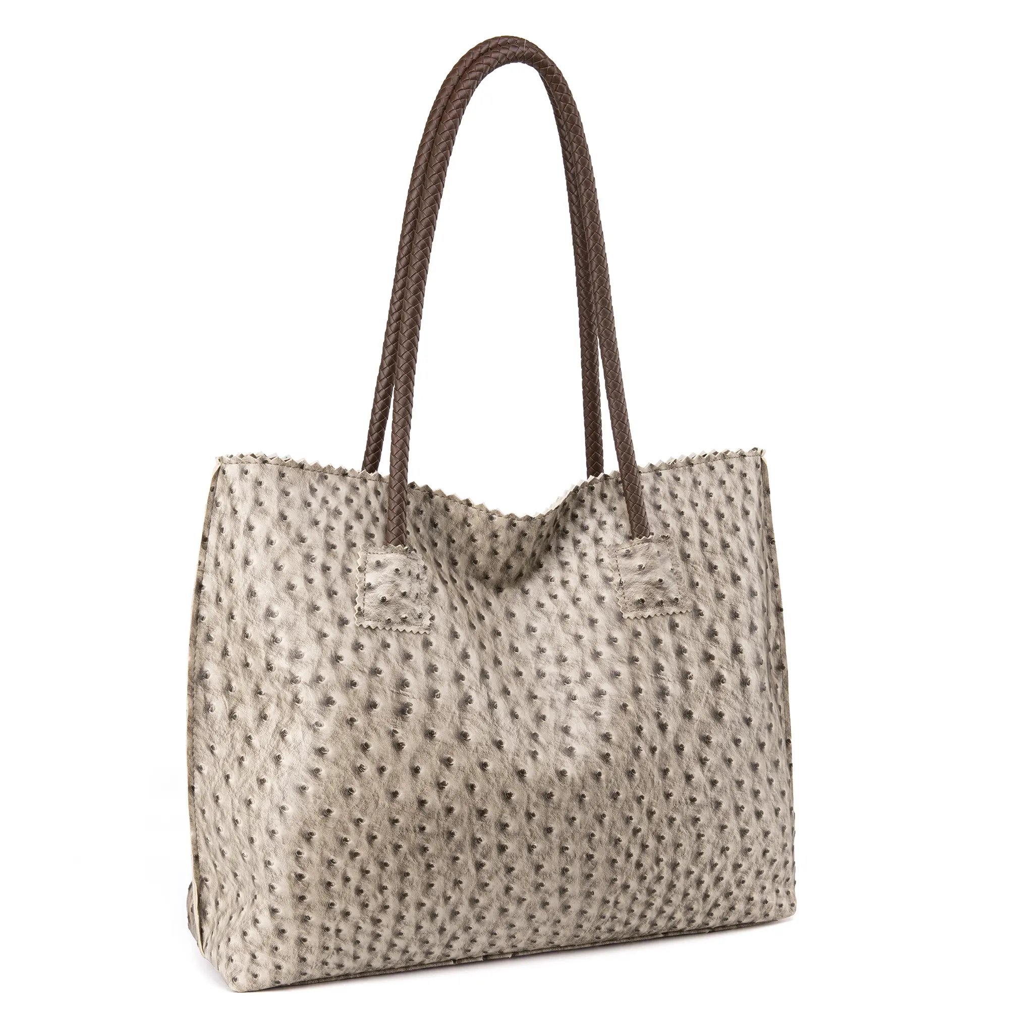 🔥LAST DAY 49% OFF - Milan Chiva Women's Oversized Ostrich-Print Vegan Leather Tote Bag