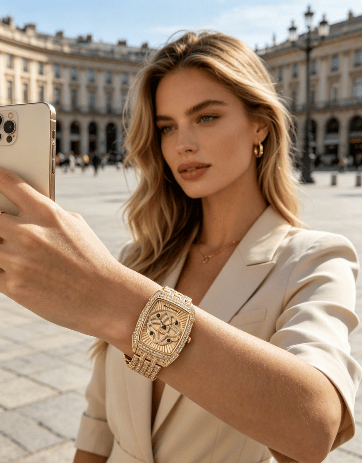 Rotating Crystal Dial Lucky Fashion Watch for Women