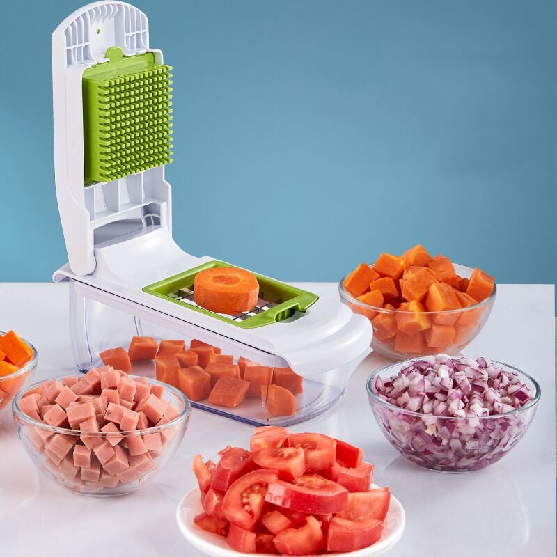 🏆Flash Sale⚡🥕 Professional Vegetable Chopper – 7-in-1 Multi-Cutter with Dishwasher-Safe Blades!
