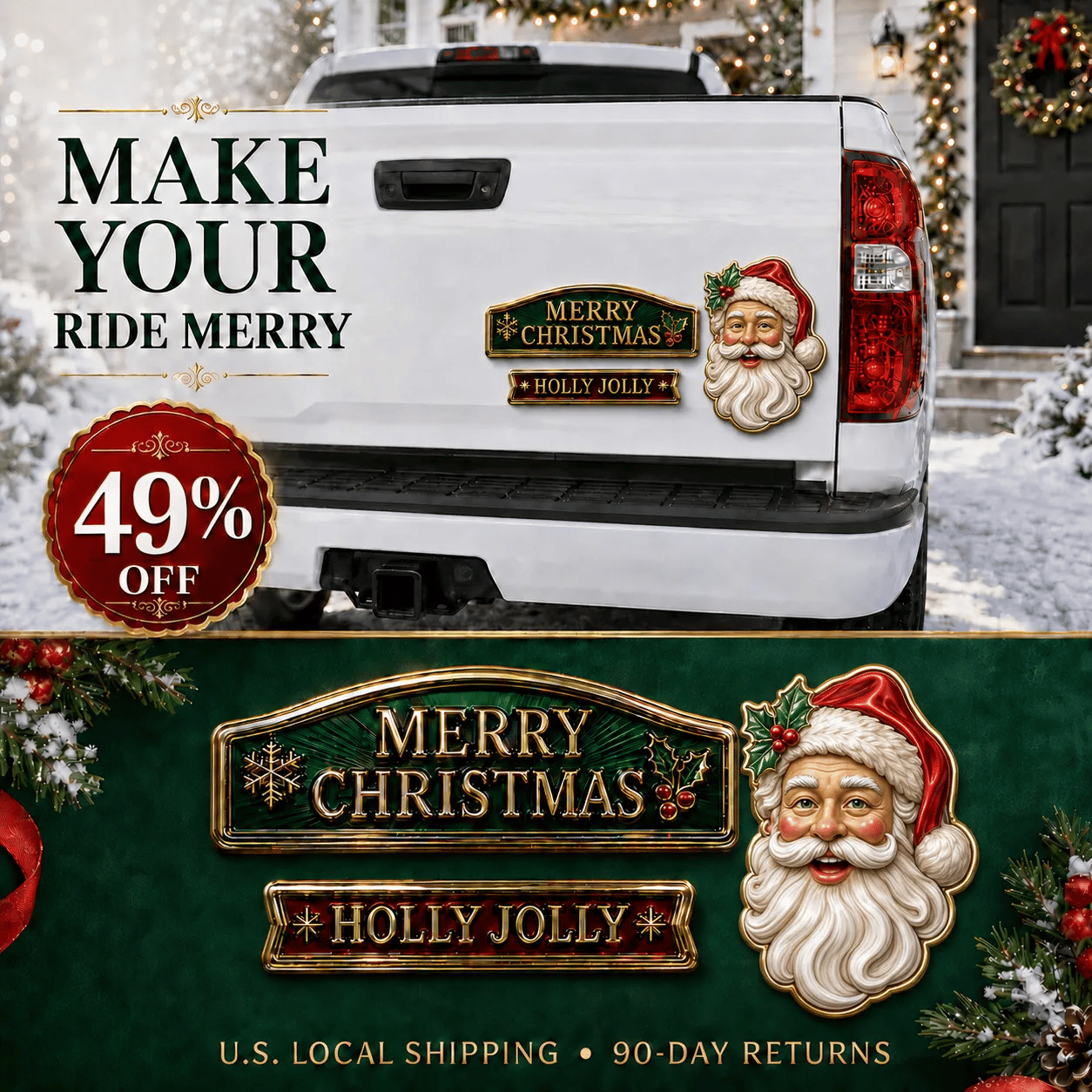 🎁 Limted Time 49% OFF!🔥Christmas Car Emblem Metal Badge Set