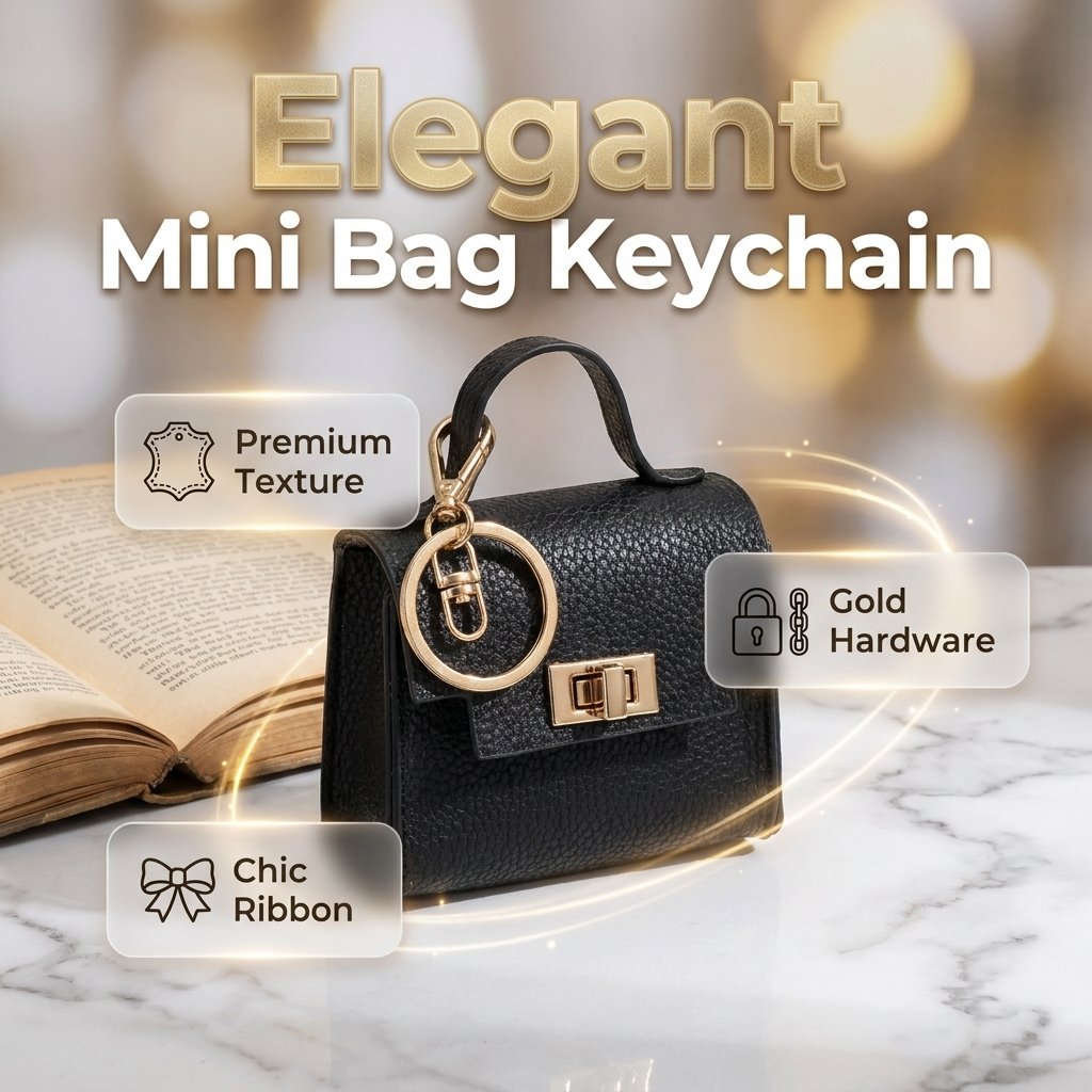 Mini Square Bag Pendant - High Quality Leather with Colorful Strap, Cute Car Keychain & Bag Charm Accessory