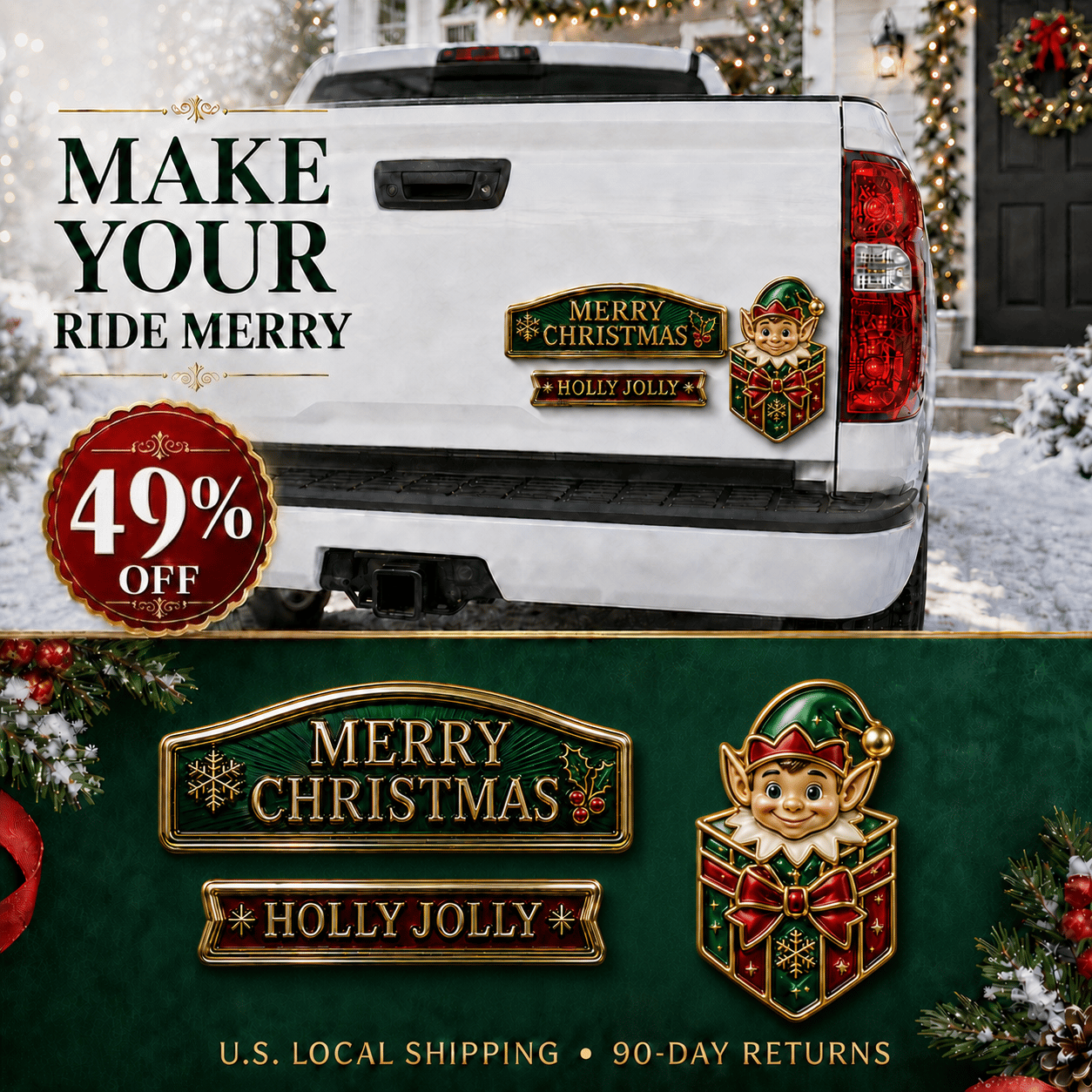🎁 Limted Time 49% OFF!🔥Christmas Car Emblem Metal Badge Set