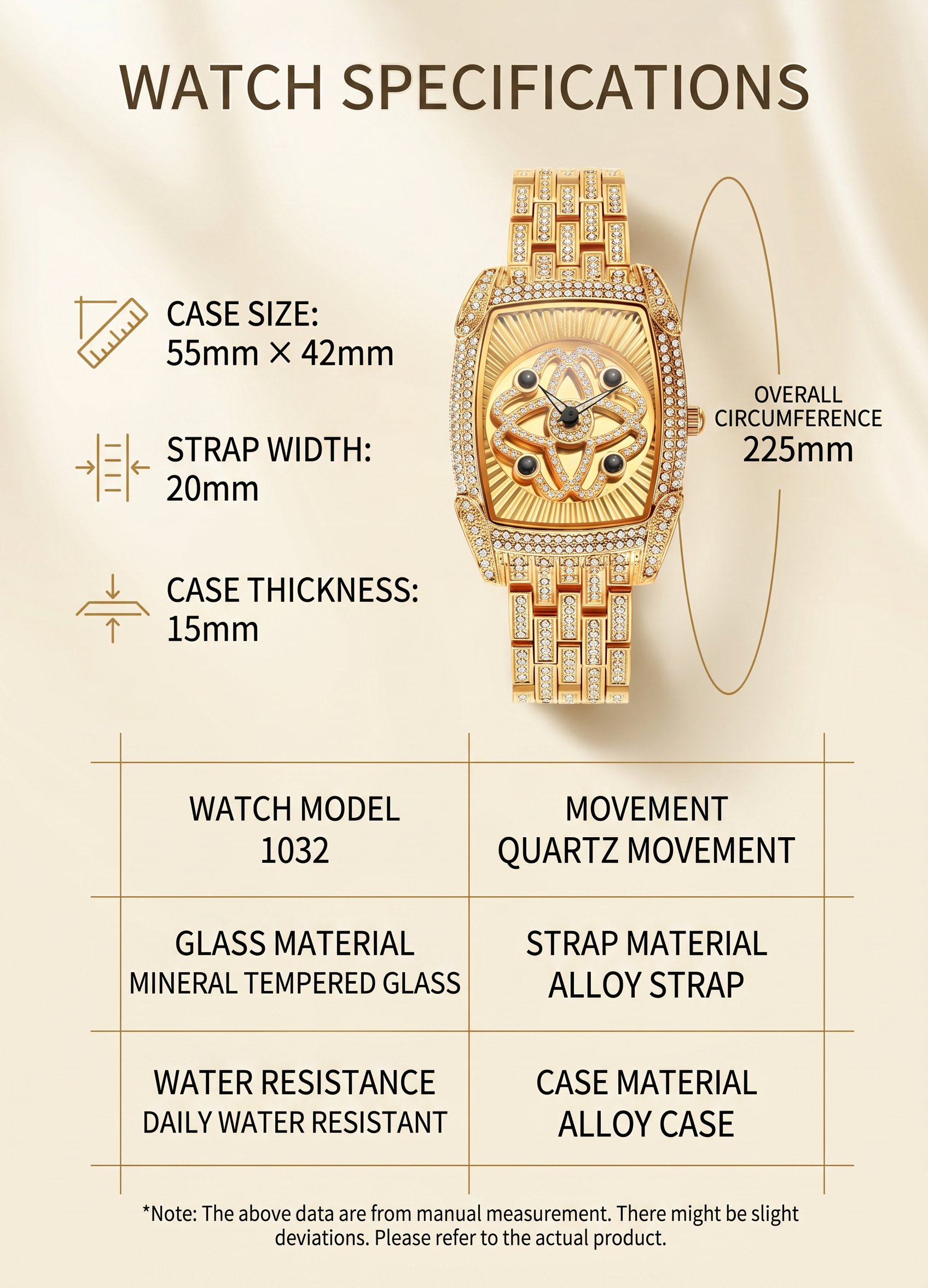 Rotating Crystal Dial Lucky Fashion Watch for Women
