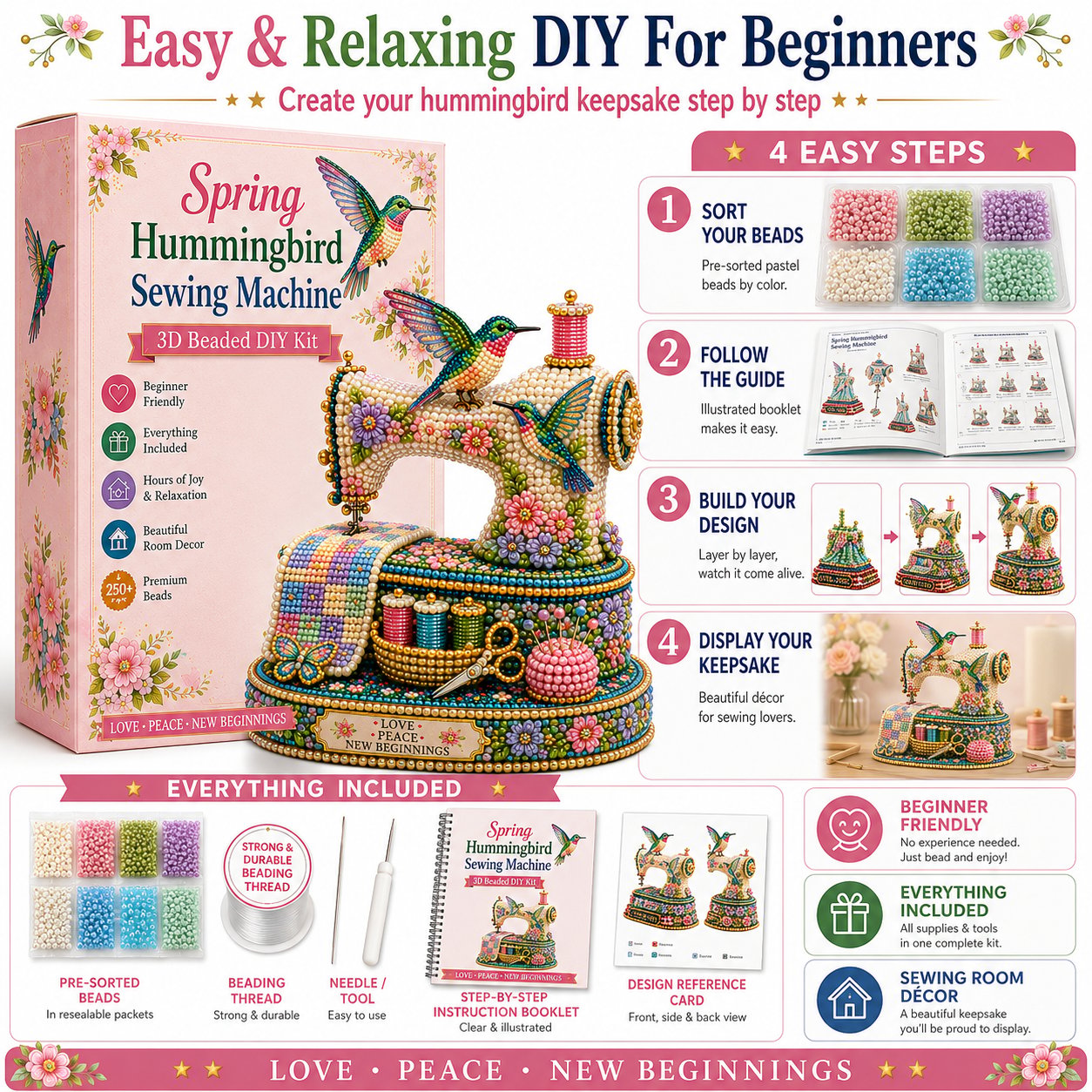 🌸Spring Hummingbird Sewing Machine 💗 3D Spring Limited Keepsake Edition