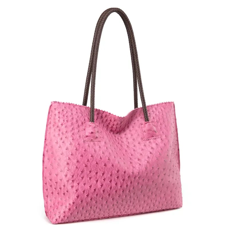 🔥LAST DAY 49% OFF - Milan Chiva Women's Oversized Ostrich-Print Vegan Leather Tote Bag