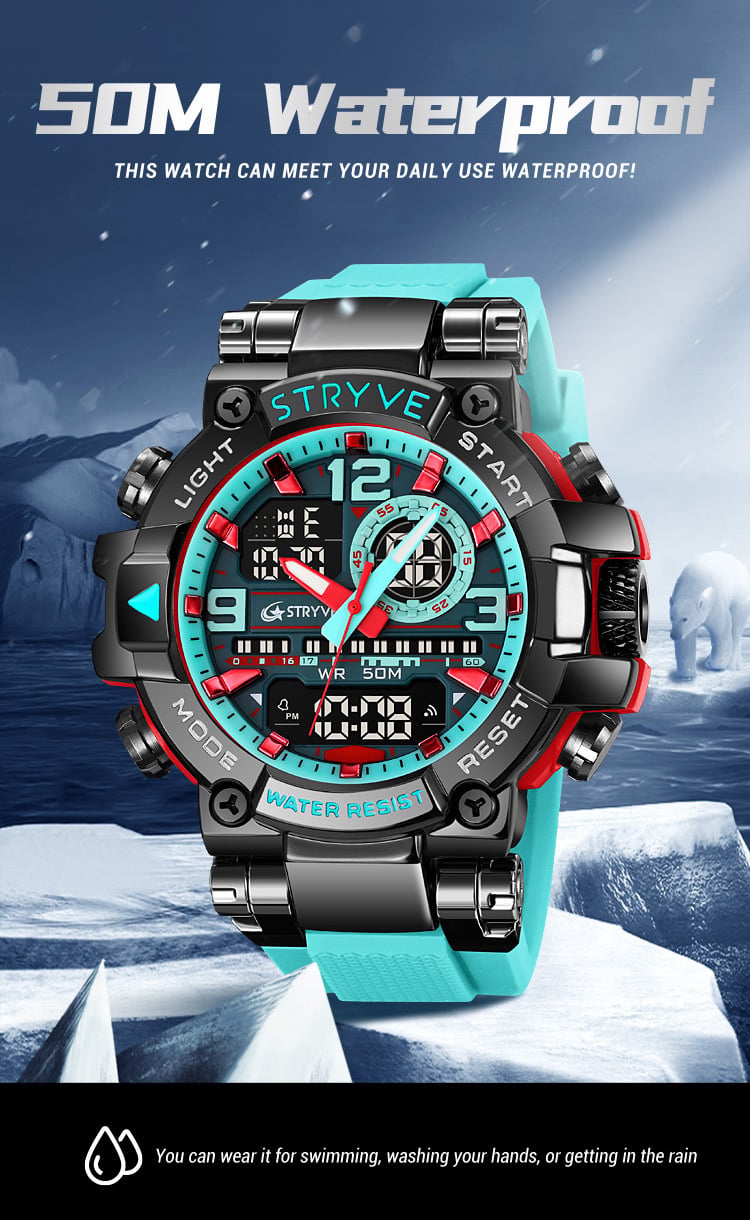 Colourful Men's Digital Sports Waterproof Dual-Screen Electronic Watch