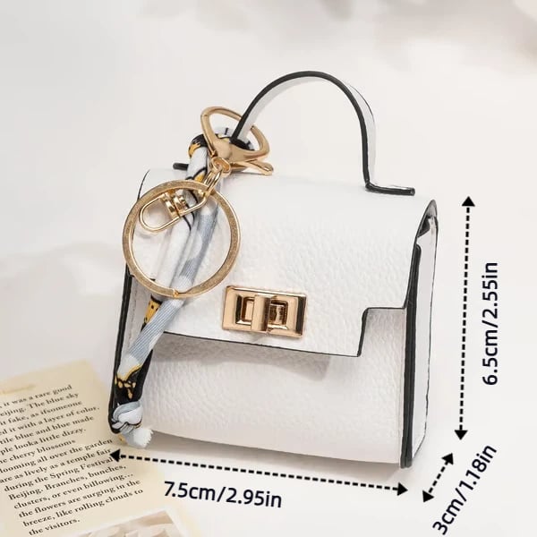Mini Square Bag Pendant - High Quality Leather with Colorful Strap, Cute Car Keychain & Bag Charm Accessory