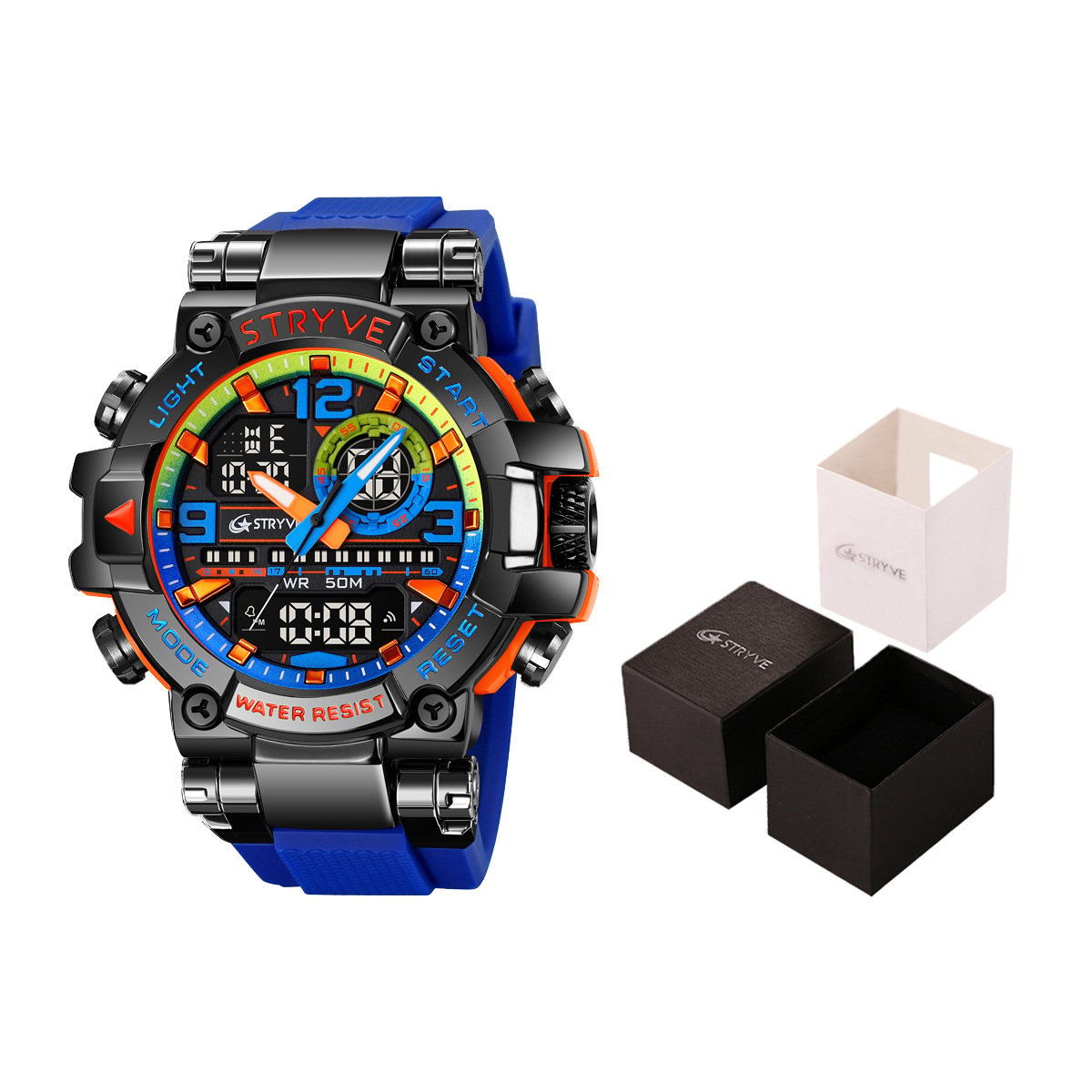 Colourful Men's Digital Sports Waterproof Dual-Screen Electronic Watch