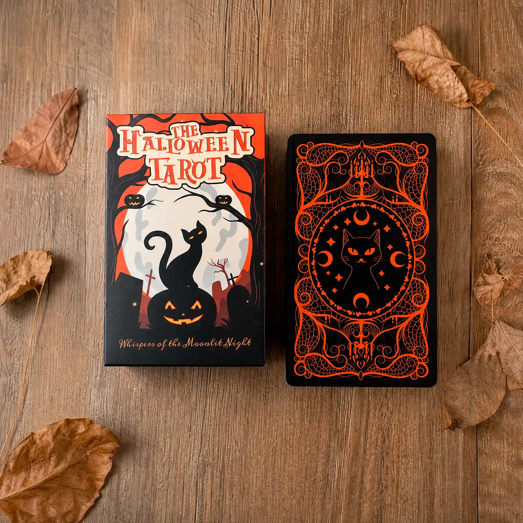 🎃The Halloween Tarot (Tarot Rider–Waite, 81 Cards, Gloss Linen Stock, Pumpkin Gilded Edges, Orange Foil Box)