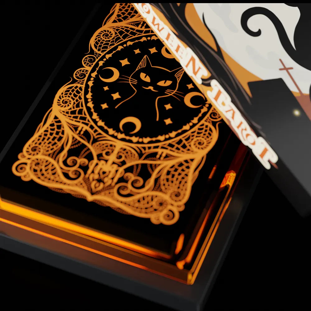 🎃The Halloween Tarot (Tarot Rider–Waite, 81 Cards, Gloss Linen Stock, Pumpkin Gilded Edges, Orange Foil Box)