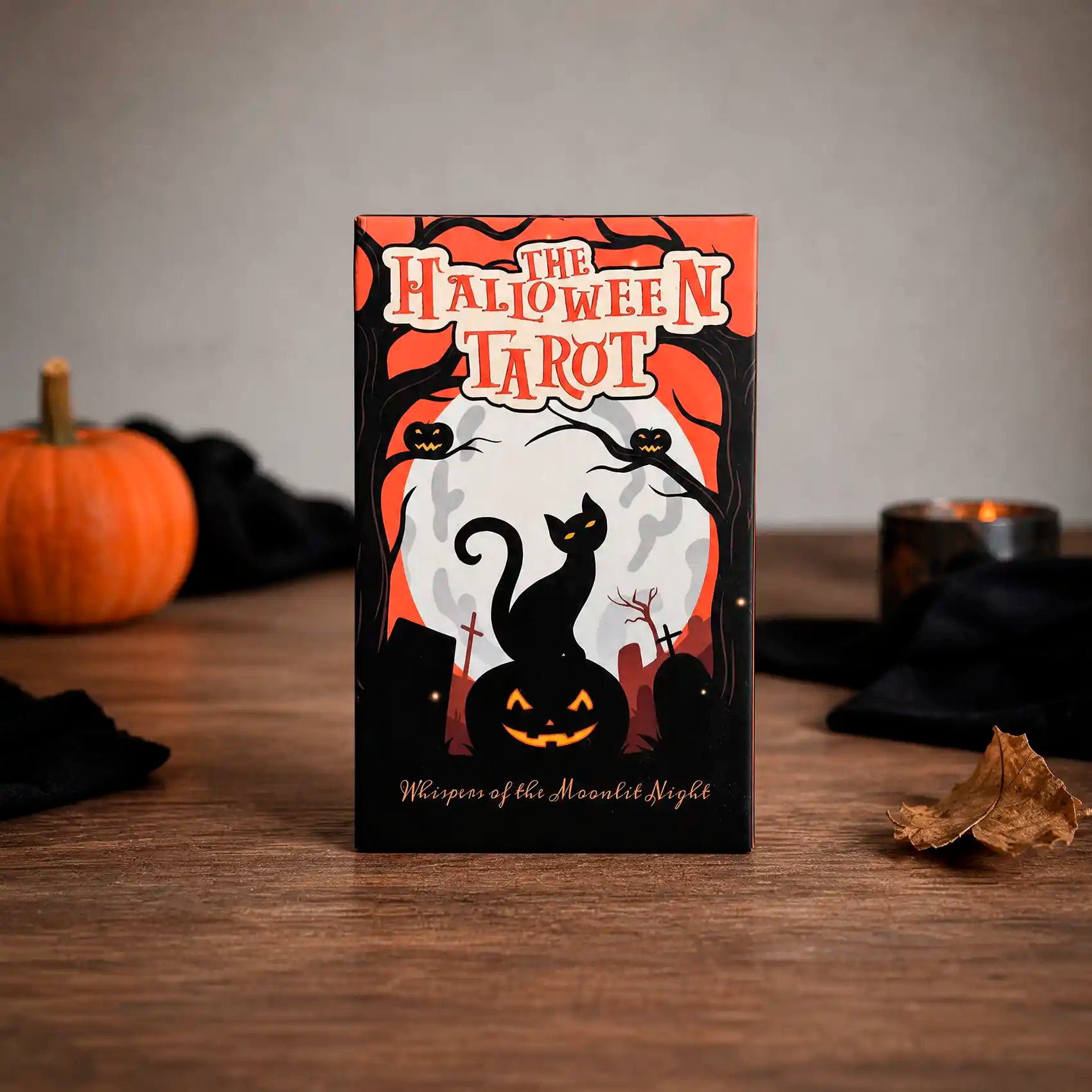 🎃The Halloween Tarot (Tarot Rider–Waite, 81 Cards, Gloss Linen Stock, Pumpkin Gilded Edges, Orange Foil Box)
