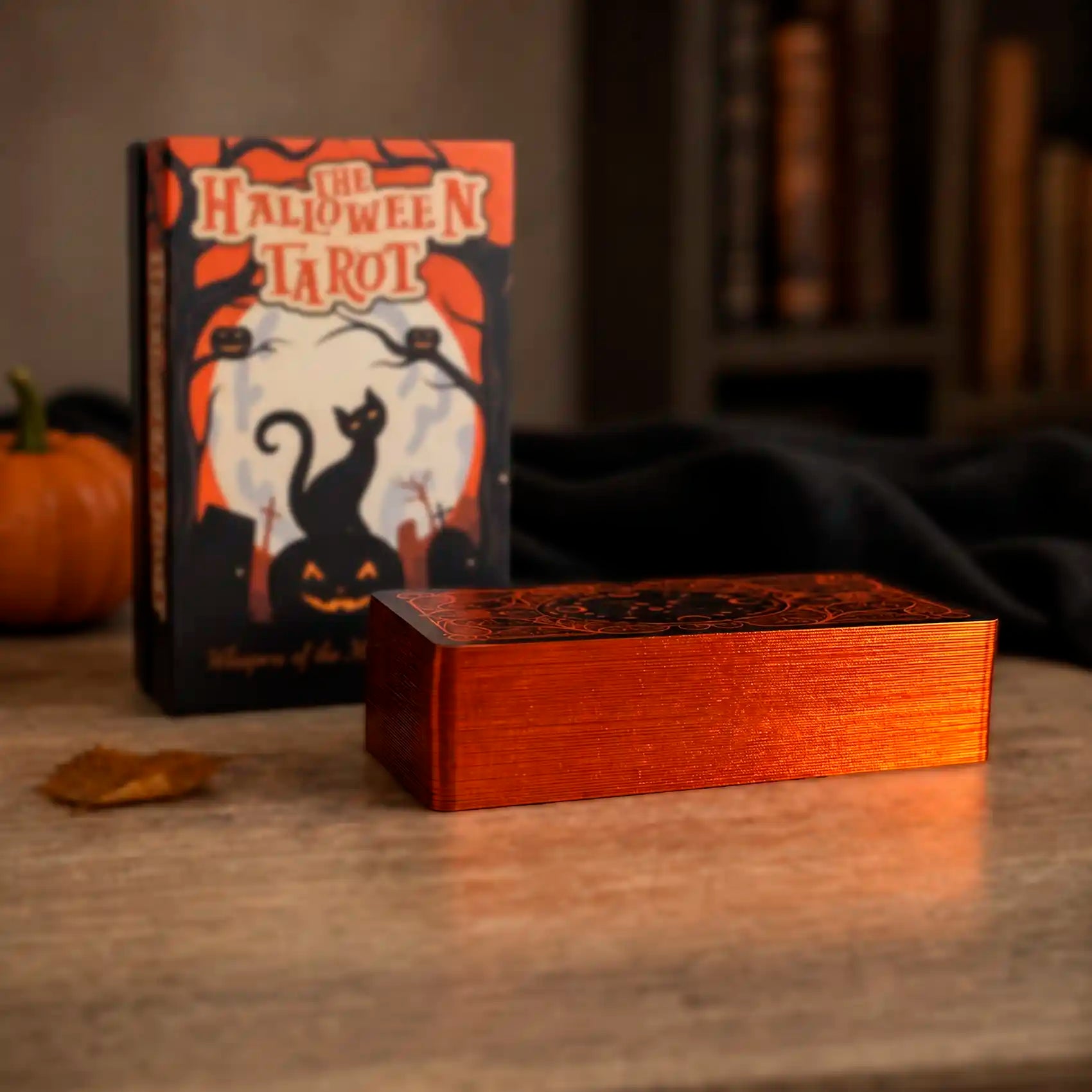 🎃The Halloween Tarot (Tarot Rider–Waite, 81 Cards, Gloss Linen Stock, Pumpkin Gilded Edges, Orange Foil Box)