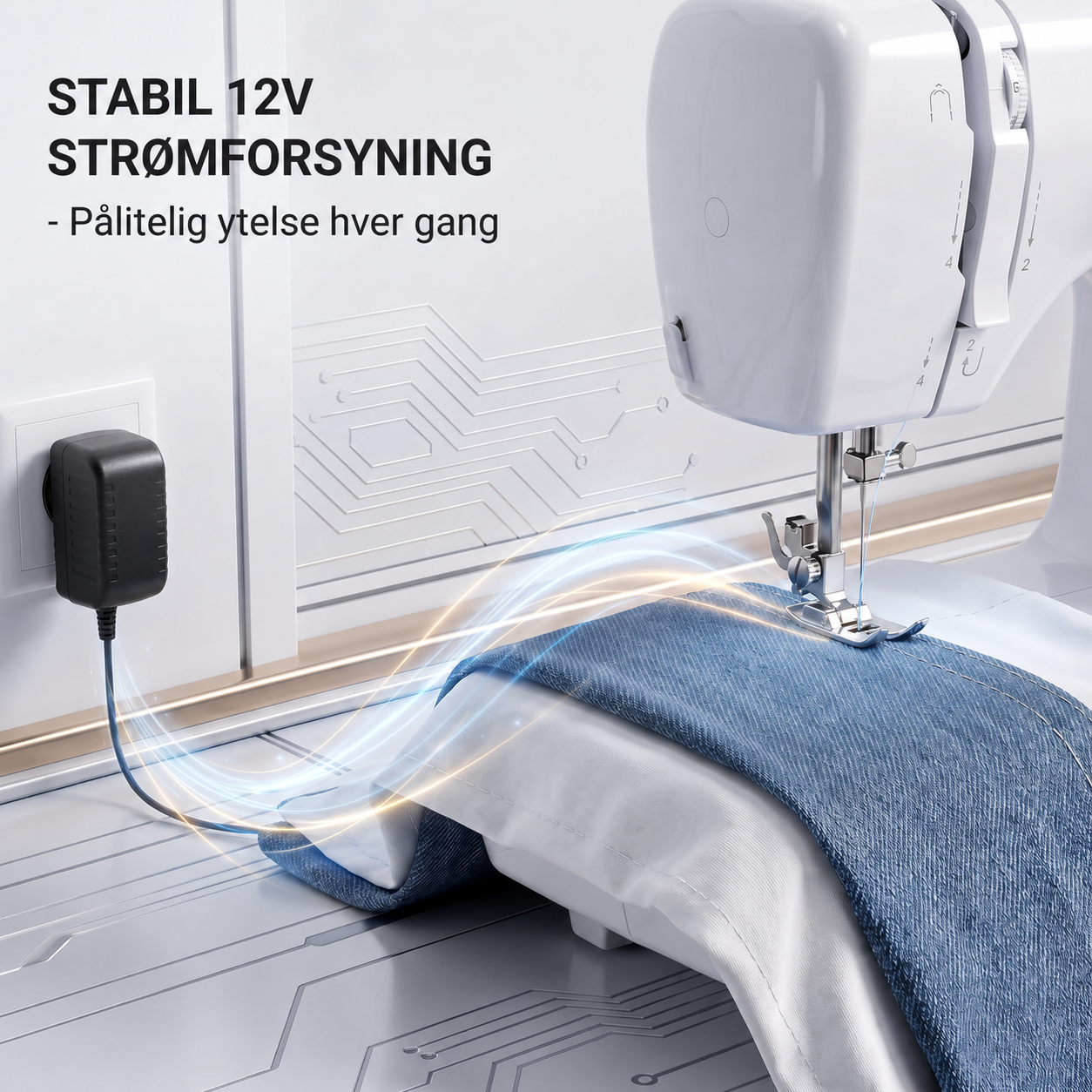 Multifunksjonell symaskin til hjemmebruk med dobbel tråd, tvillingnål og 45 sømalternativer.