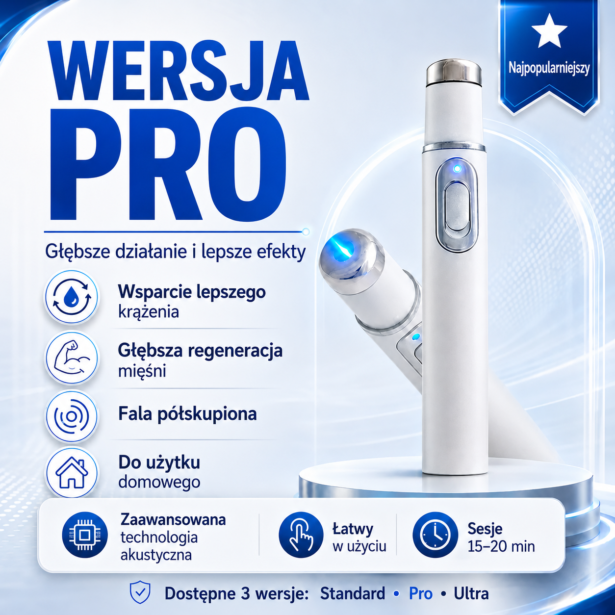 ⚡ Zaawansowana terapia falą uderzeniową wspiera męską sprawność 💪 i pomaga łagodzić ból mięśni, stawów oraz ścięgien 🦵