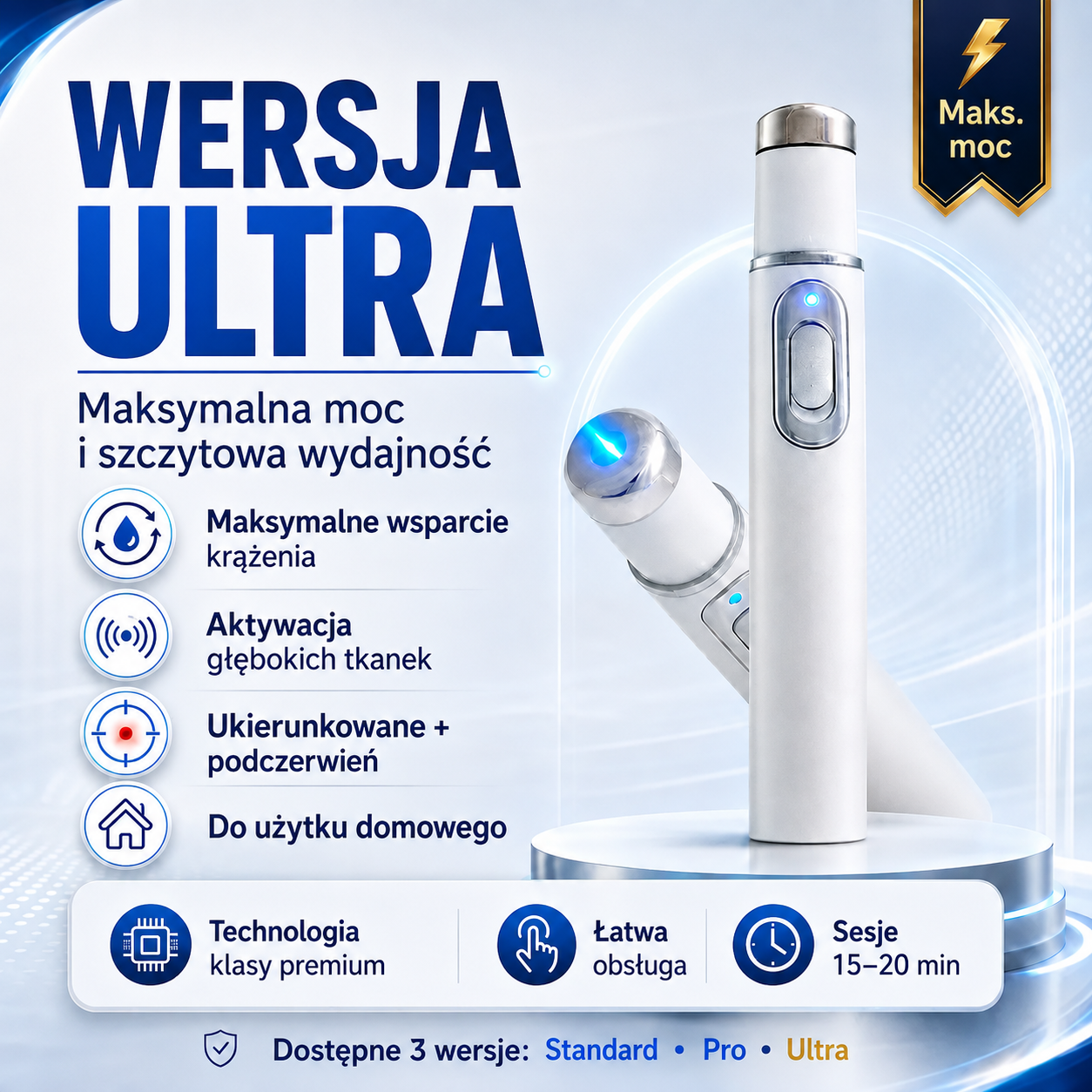 ⚡ Zaawansowana terapia falą uderzeniową wspiera męską sprawność 💪 i pomaga łagodzić ból mięśni, stawów oraz ścięgien 🦵