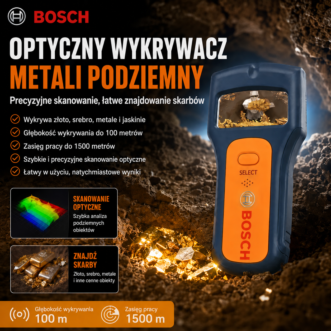 🔍🌈 Optický detektor kovů Bosch – rychlé a přesné hledání kovových předmětů s přehlednou barevnou vizualizací