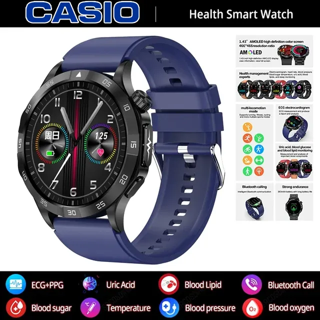 CASIO AI – inteligentny zegarek medyczny 2026 ⌚️ EKG+PPG, monitorowanie cukru, tłuszczu i kwasu moczowego – zdrowie i styl w jednym! 🏃‍♂️