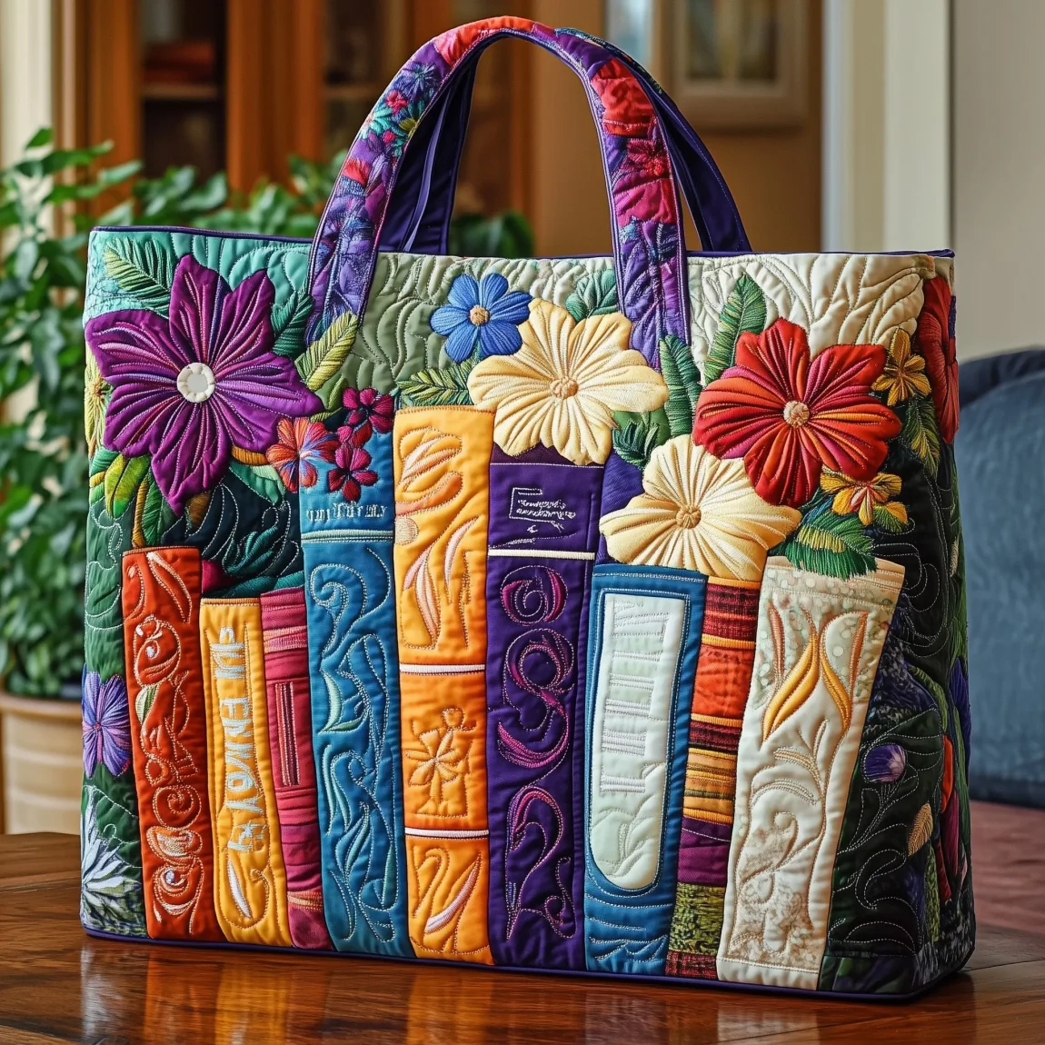 Artistic Vintage Fashion Illustrated Embroidered Shoulder Tote Bag