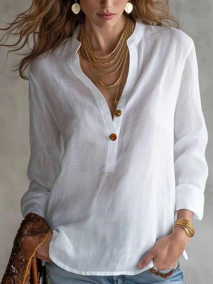 50% OFF Women's Linen Henley Blouse
