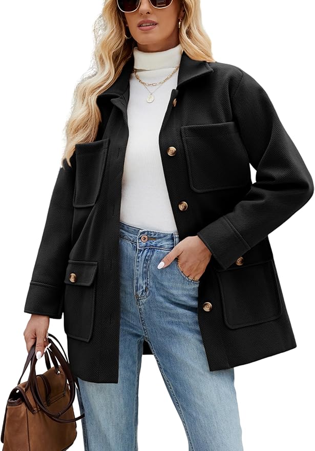 Omoone 2025 Winter Elegant Womens Pea Coat Mid Long Wool Coat Wool Blend Trench Coat with Pockets
