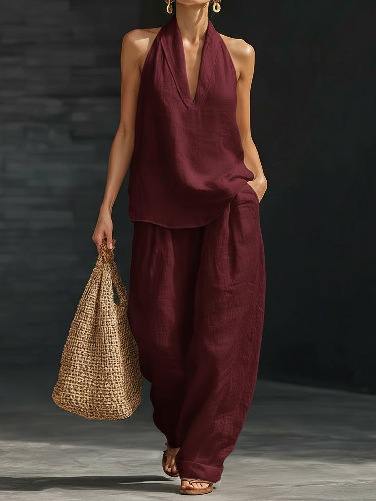 Casual And Cozy Minimalist Linen Two-piece Set