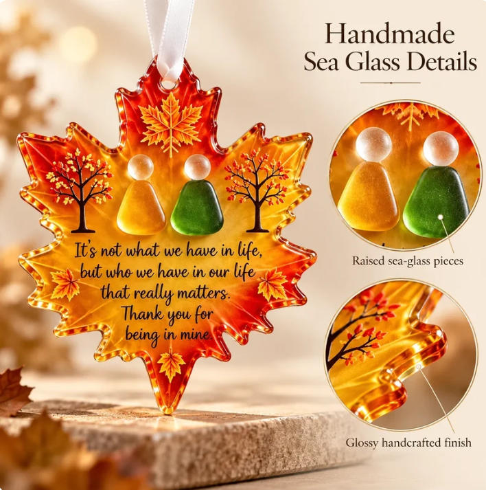 🍁 ❤️ Maple Leaf Friendship Sea Glass Keepsake