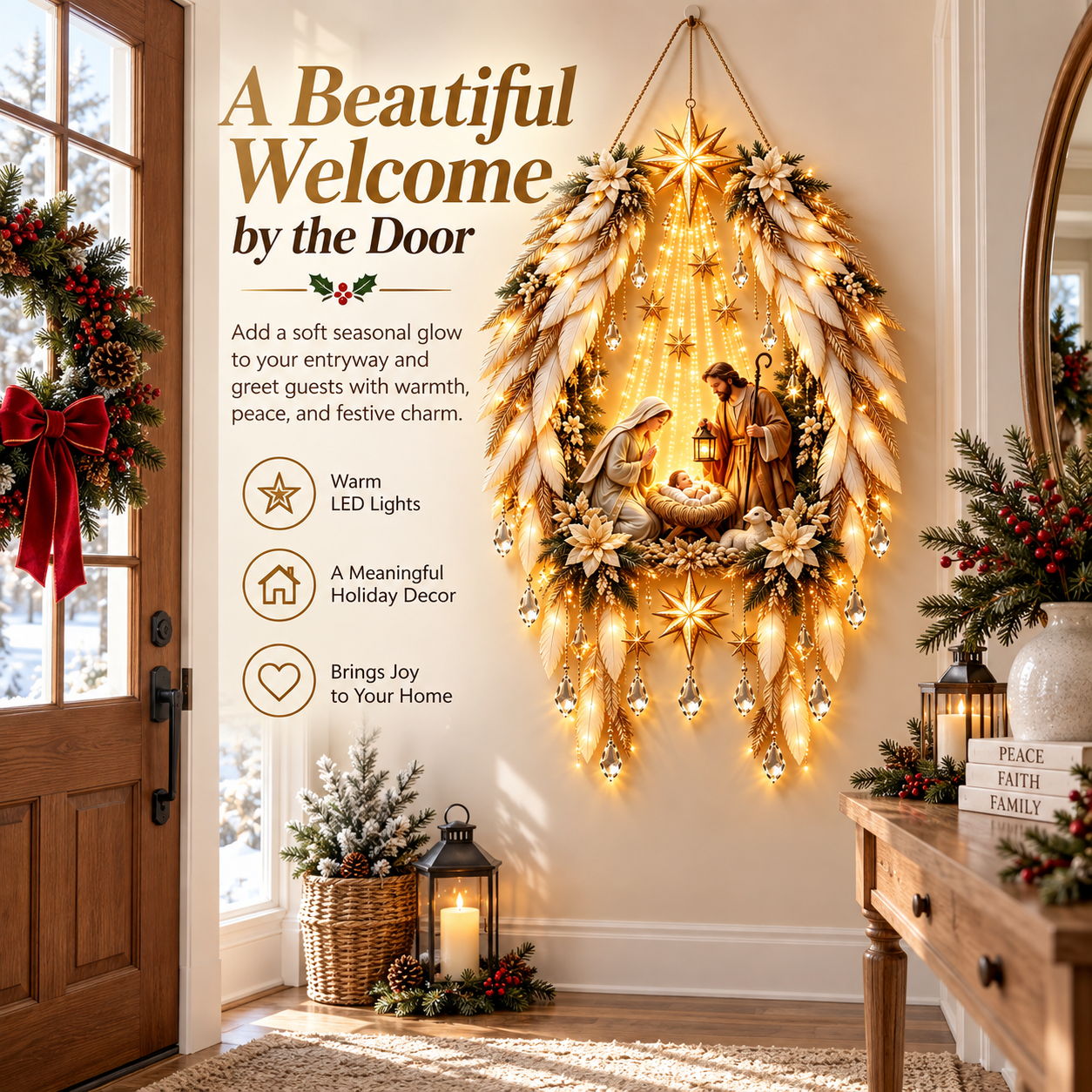 Angel wings nativity wall light — A Beautiful Accent for Your Entryway