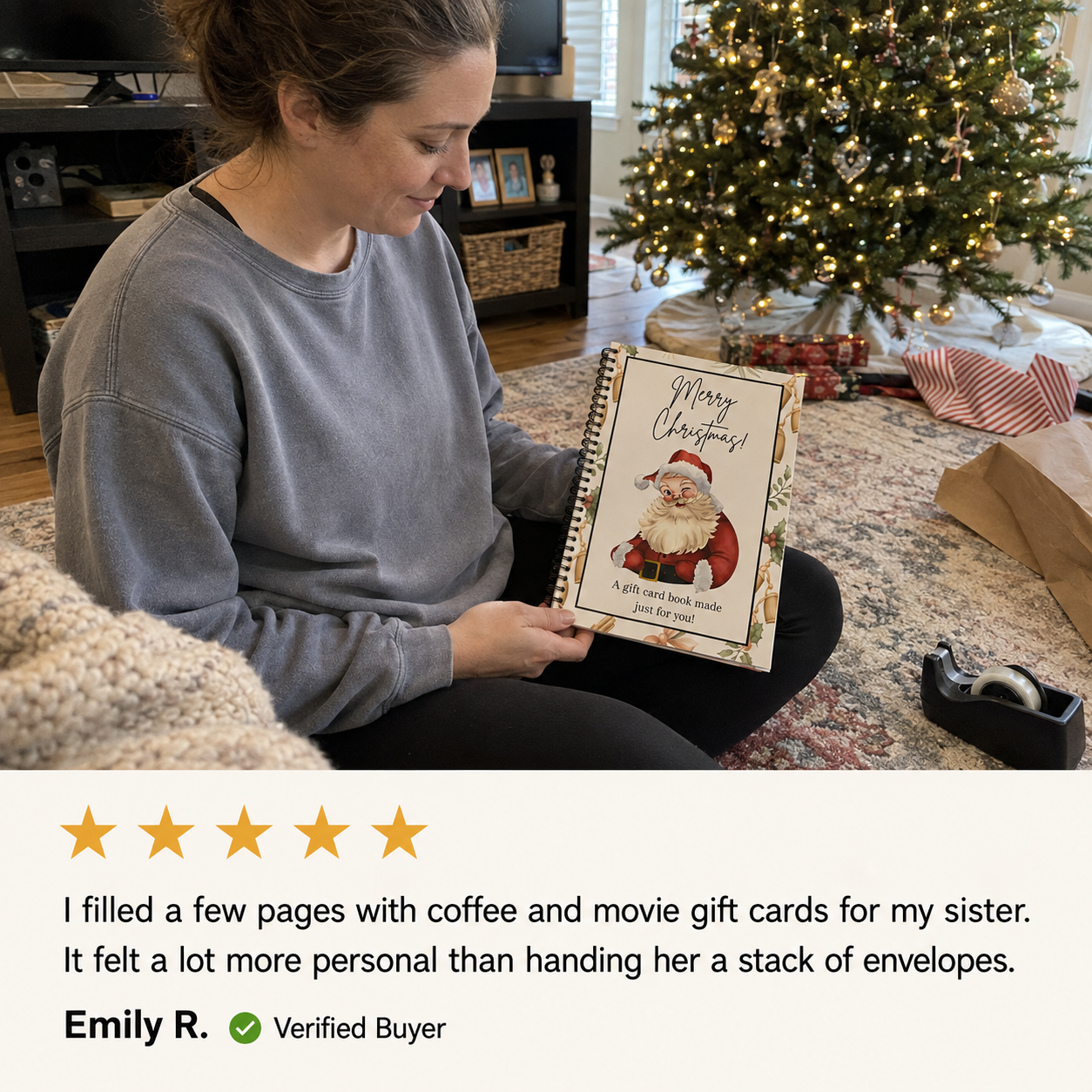 Customer gifting the Christmas gift card book