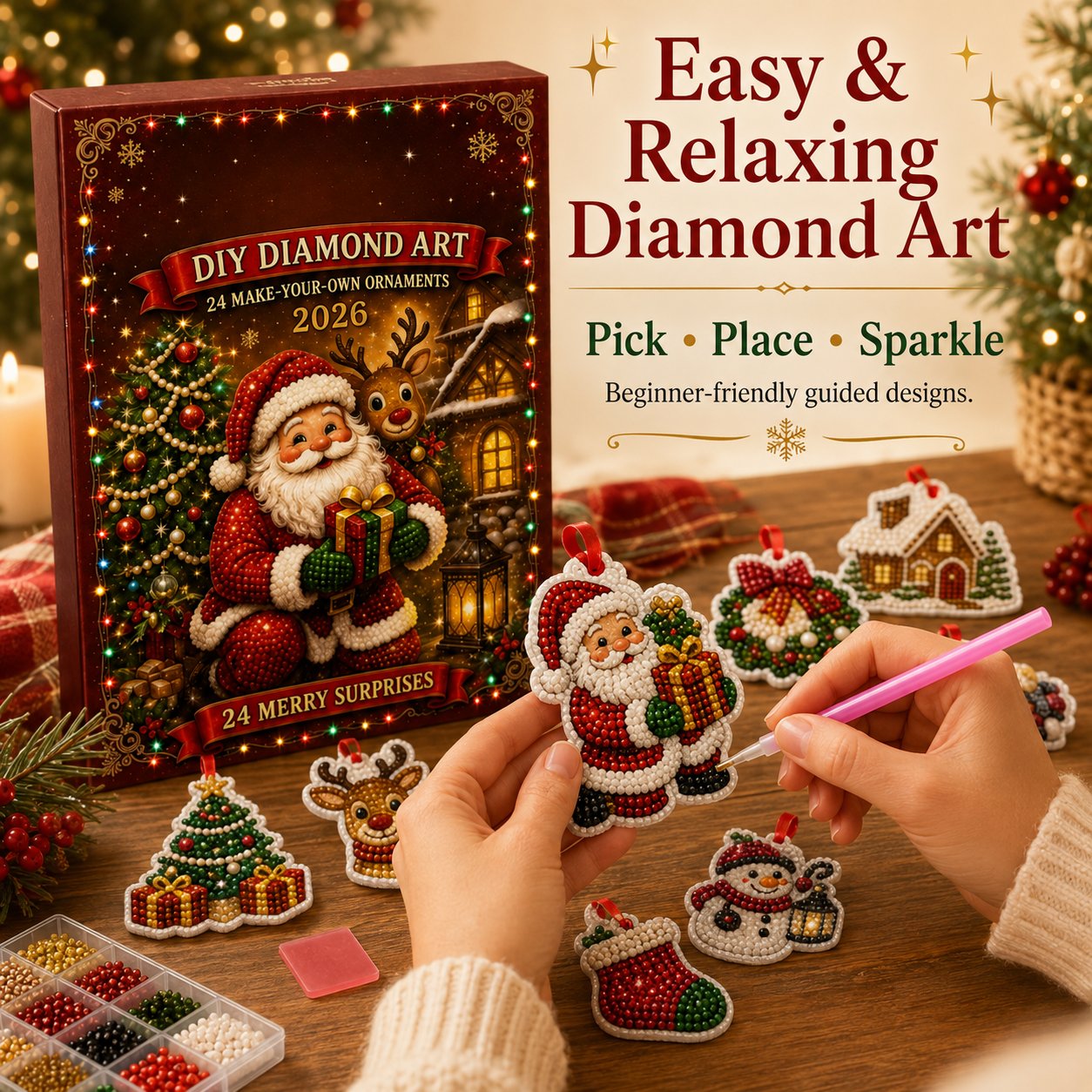 Easy diamond art ornament crafting