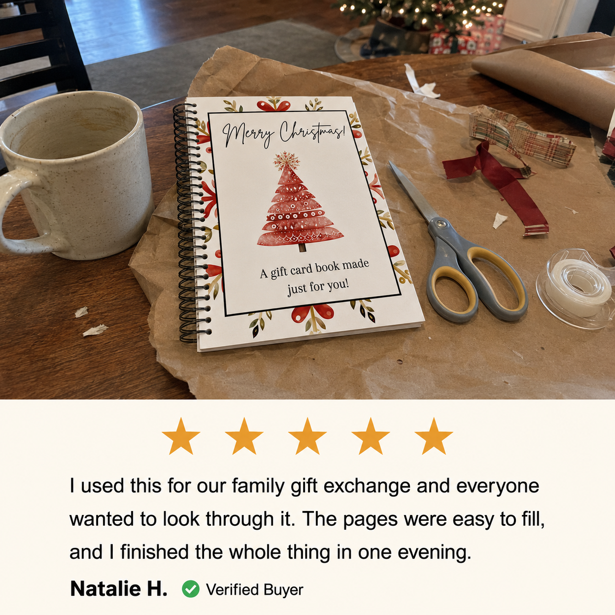 Customer review of the Christmas gift card book