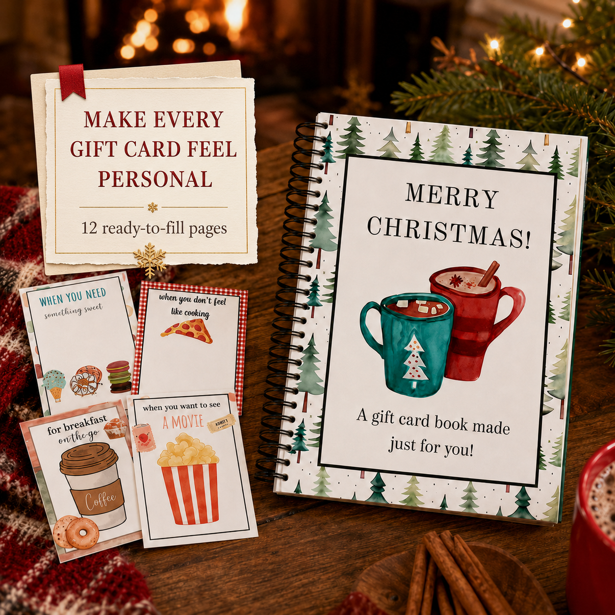 Personalized gift card book pages
