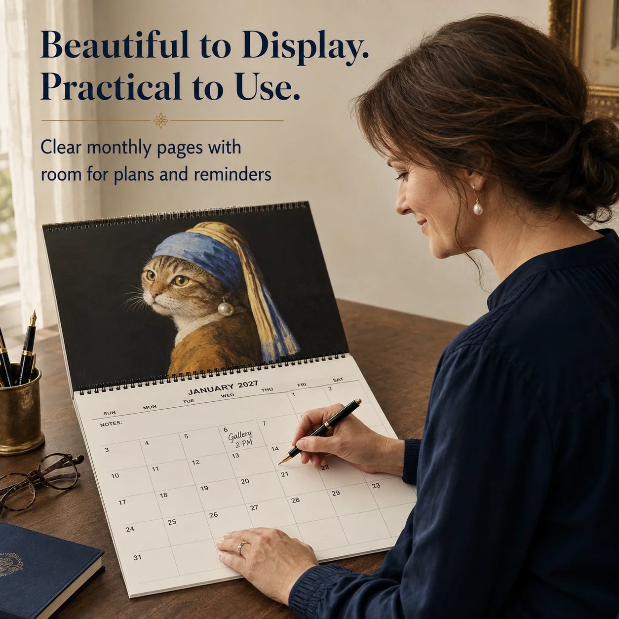 Cat art calendar home decor