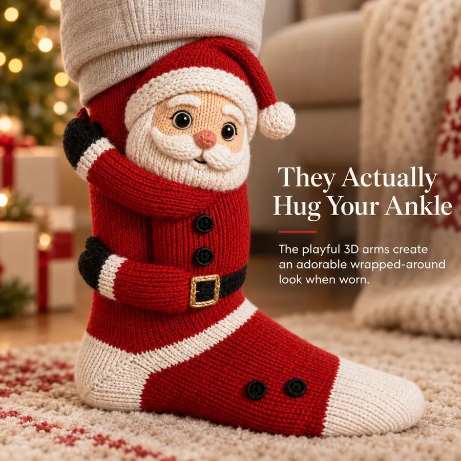 Close-up of Santa 3D arms hugging the ankle