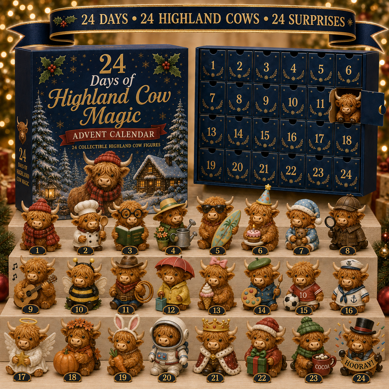 24 Days of Highland Cow Advent Calendar