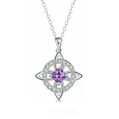 🔥Last Day 49% OFF - Witch knot necklace with mystic birthstone – Natural crystal 🔮💞 Protect your loved ones