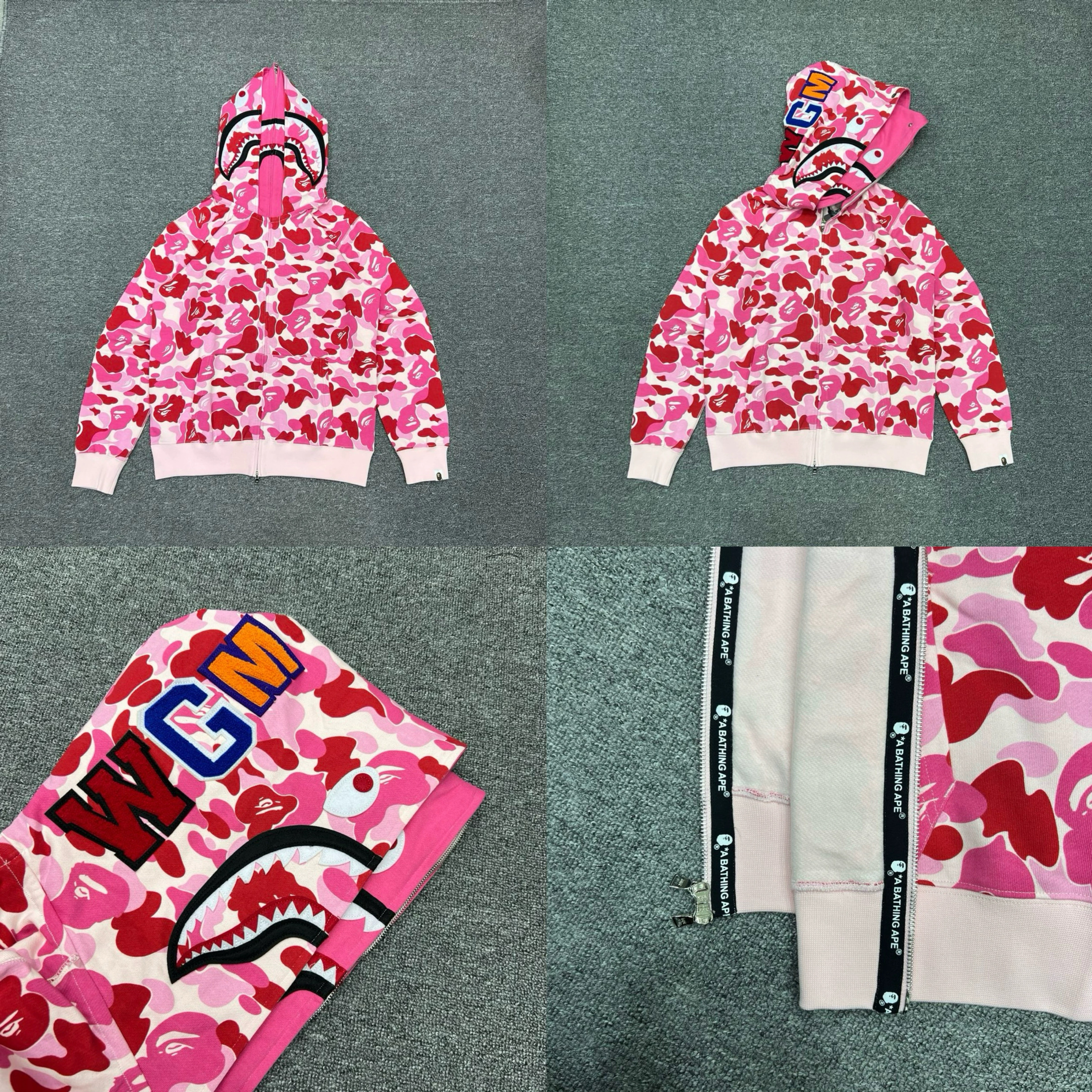 IVE Wonyoung Camo Bape shark Print inspired zip up oversized hoodie jacket