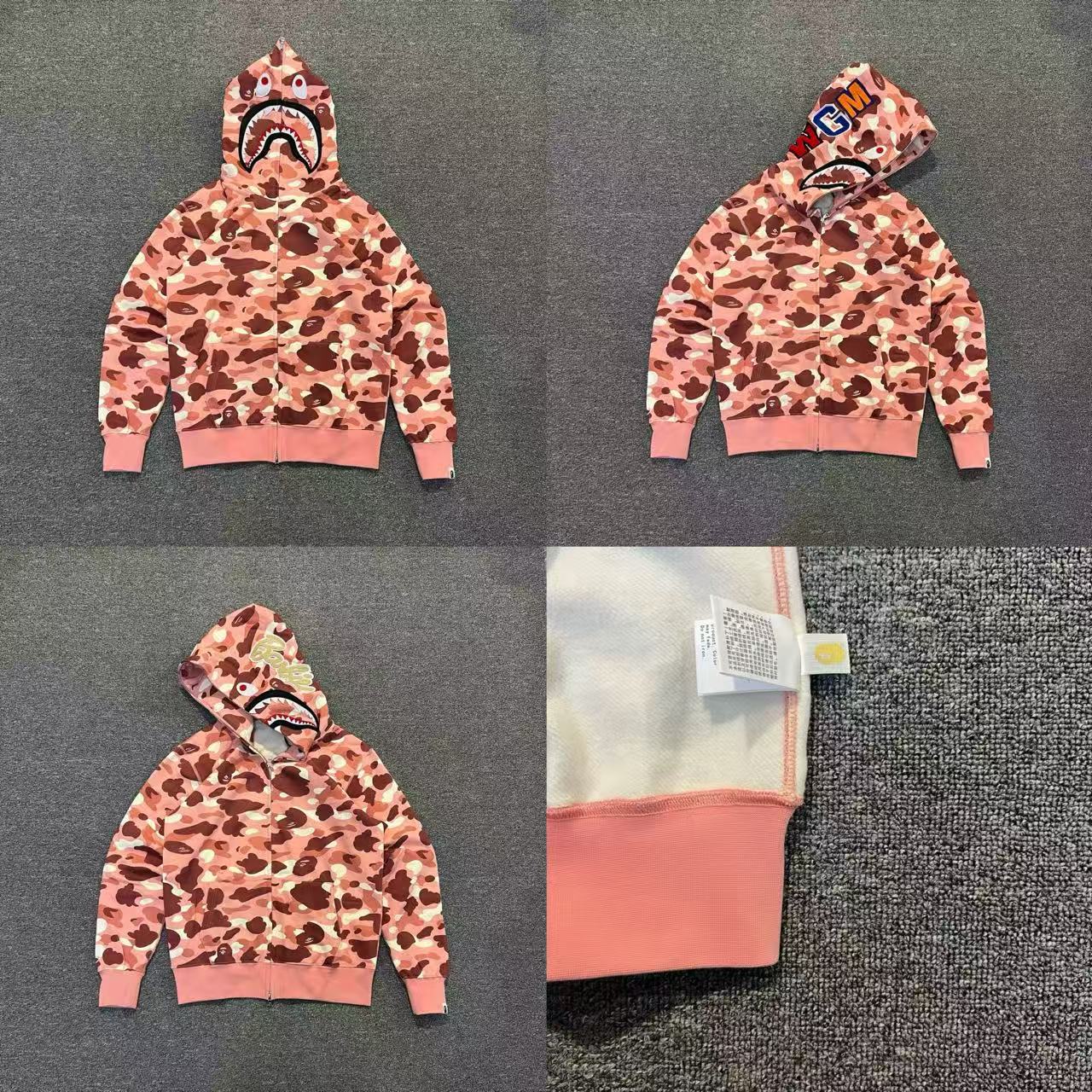 IVE Wonyoung Camo Bape shark Print inspired zip up oversized hoodie jacket
