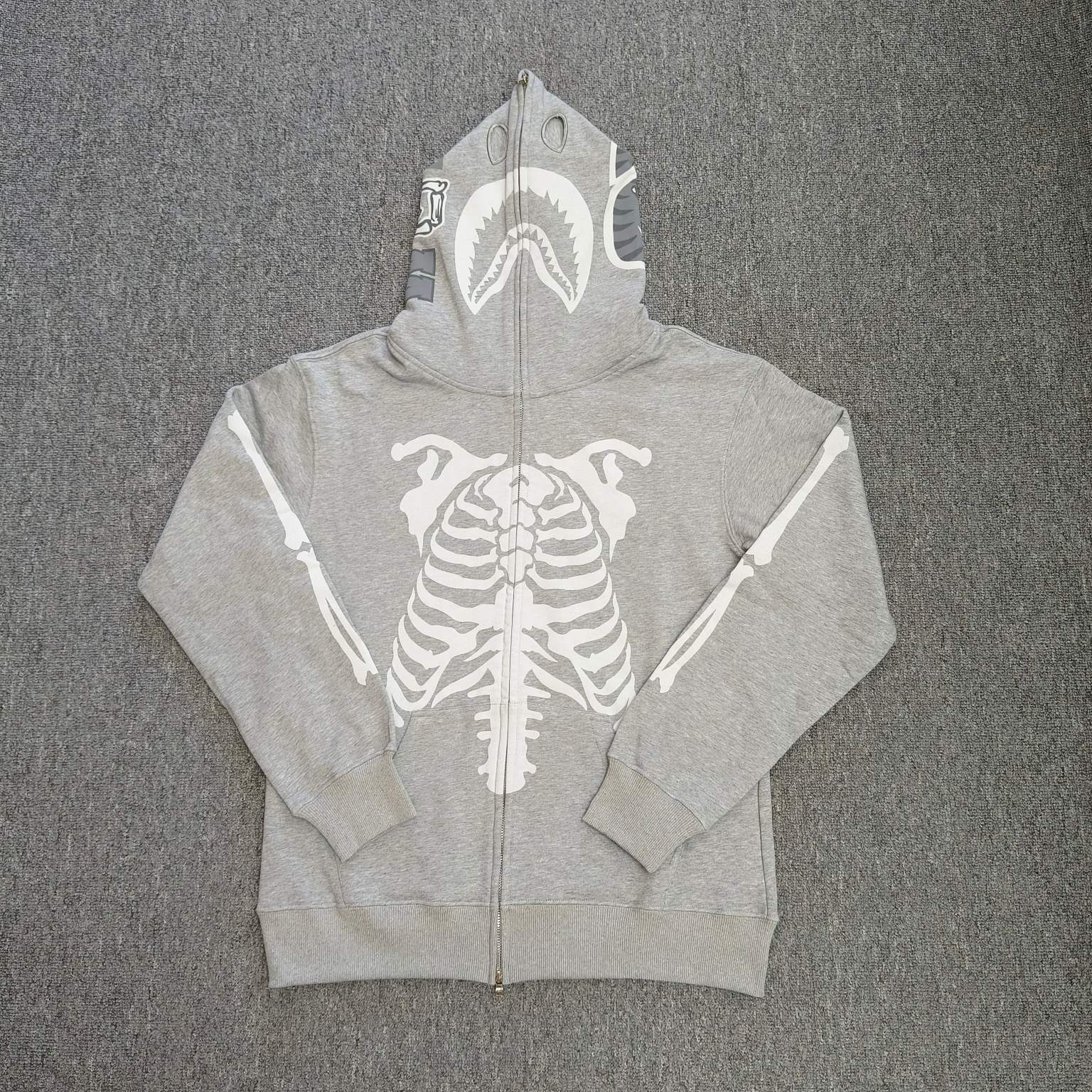 Lngshot ryul inspired shark heavy bape skeleton full zip hoodie