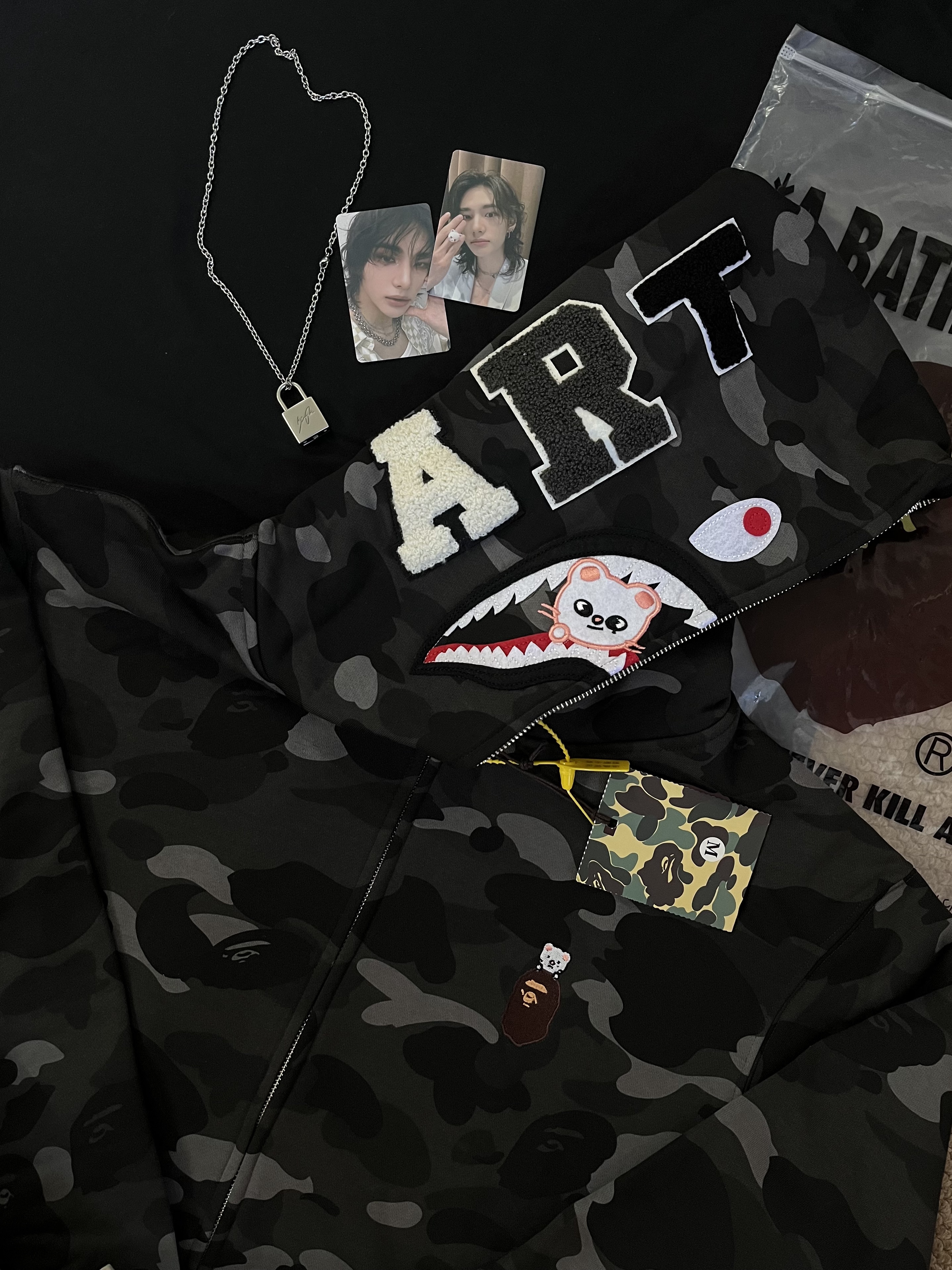 StrayKids Hyunjin BAPE Inspired Bape camo zip-up  hoodie-Stray Kids