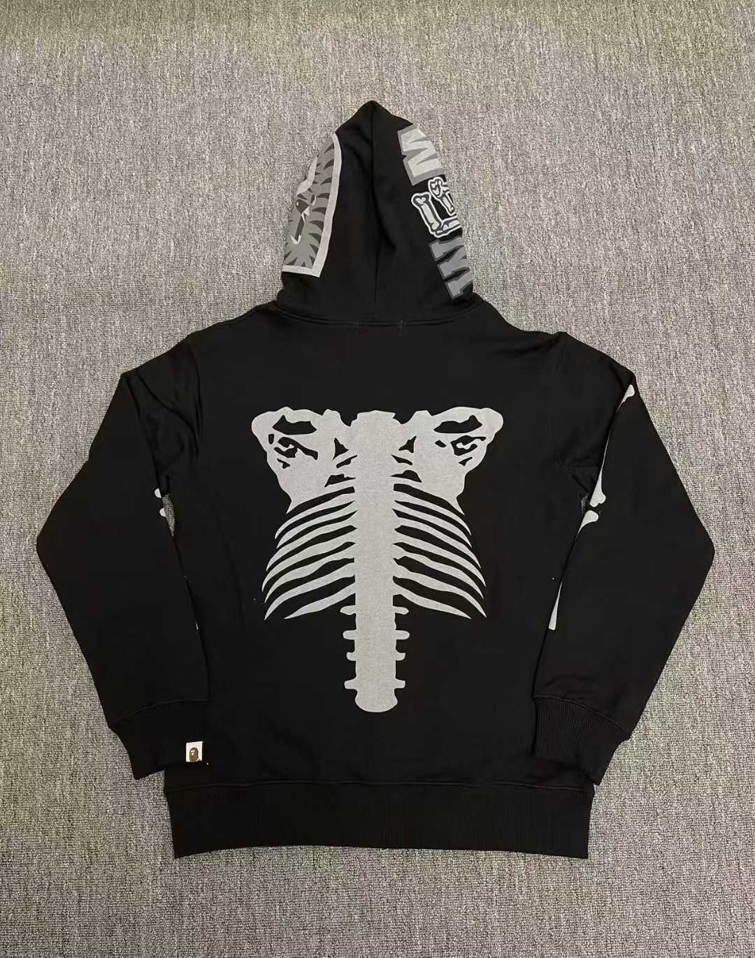 Lngshot ryul inspired shark heavy bape skeleton full zip hoodie