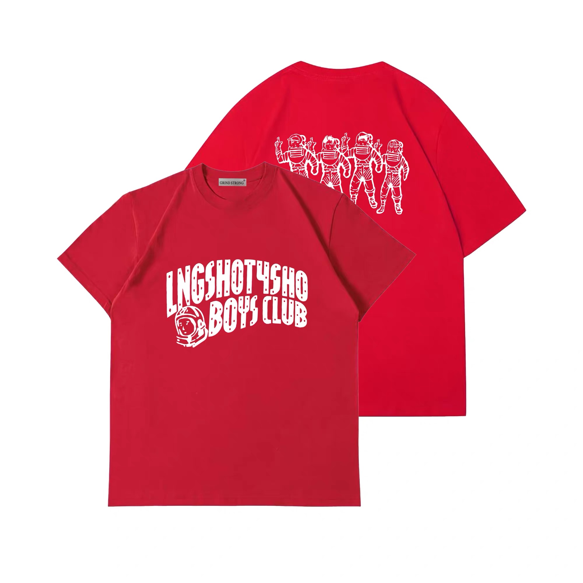 lngshot inspired  red boys club letter print tshirt