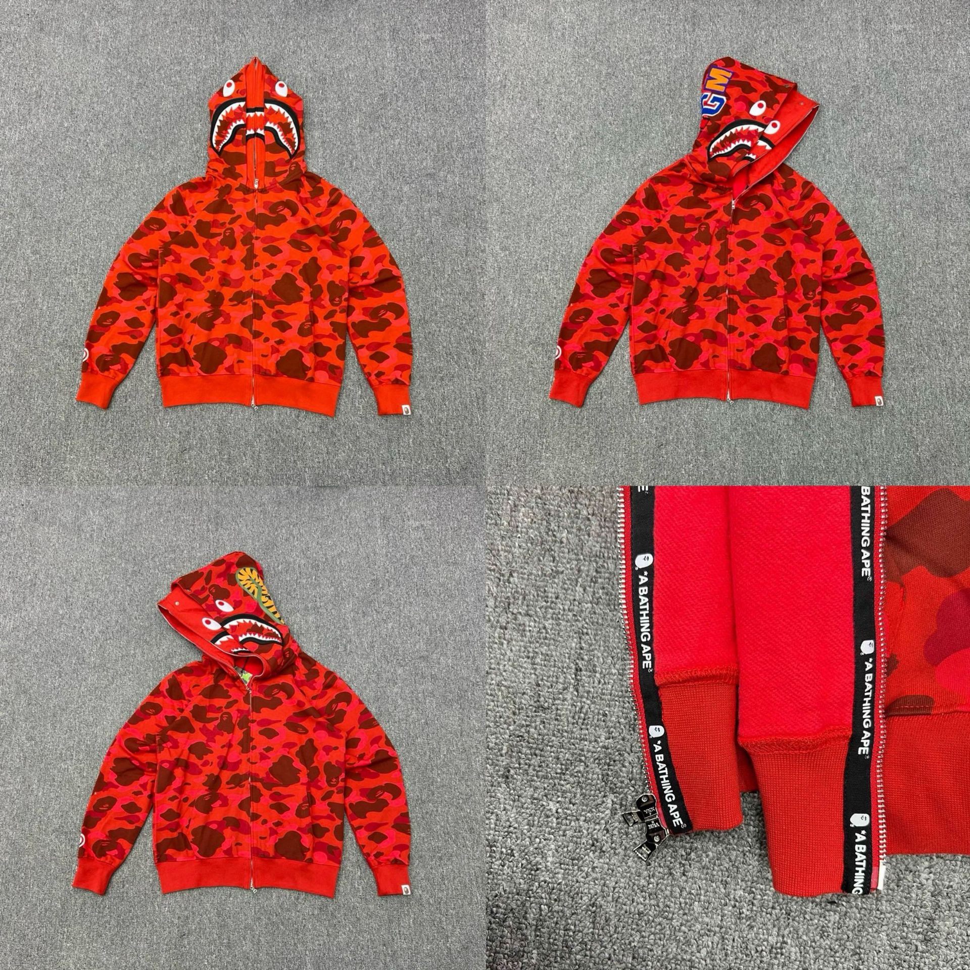 lngshot louis inspired Camo Shark Full bape Zip Hoodie Jacket with Double Hood