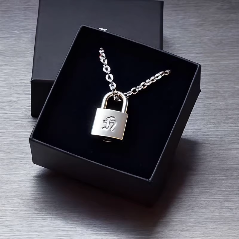 Straykids Hyunjin Inspired Initial Lock Pendant Necklace